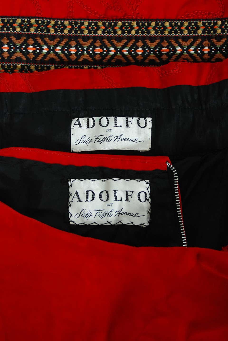 A Quilted Ruby-Red Set From Adolfo Couture Fall-Winter 1969-1970