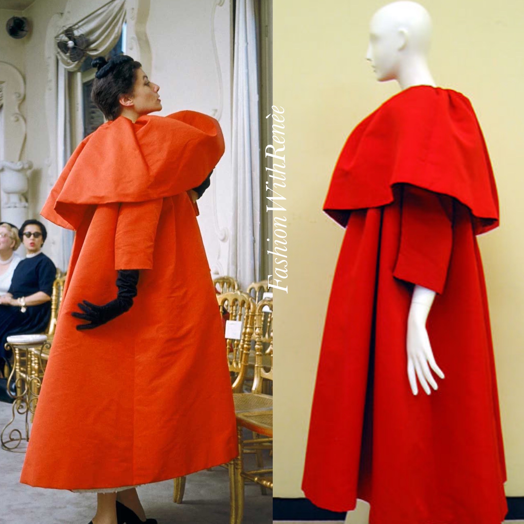 Balenciaga orange evening coat from the Fall/Winter 1954-1955 collection